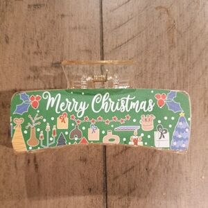 Merry Christmas Green Hair Clip